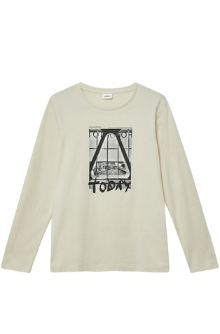 Cotton long-sleeved shirt with print