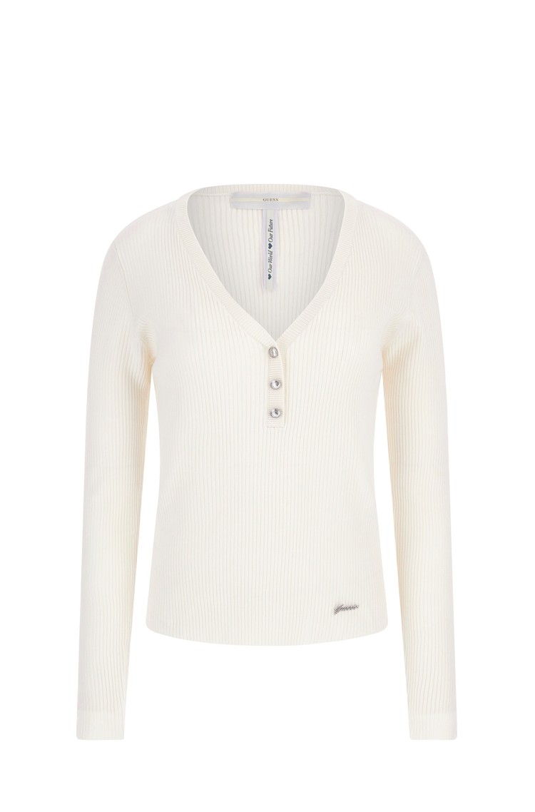 GUESS Ribbed viscose-blend sweater White 