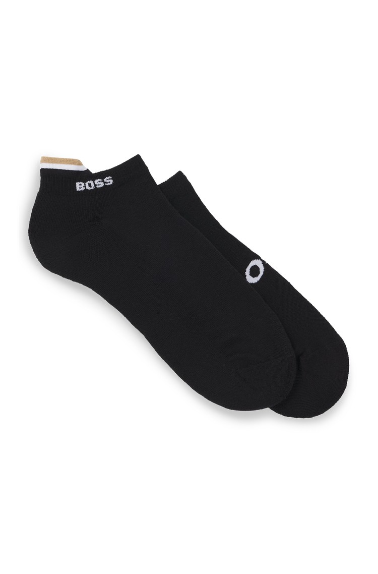 HUGO BOSS Paket 2 parov logo nizkih nogavic iz bombažne mešanice Črna - Black 