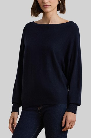 Cotton-Blend Dolman-Sleeve Jumper