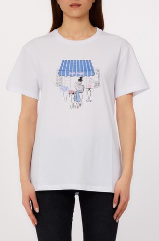 Majica s potiskom in okrasnimi kamenčki