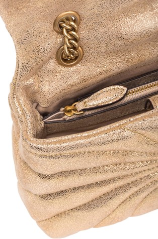 PINKO Love Bag Puff quilt crossbody bag in metallic leather Gold 4