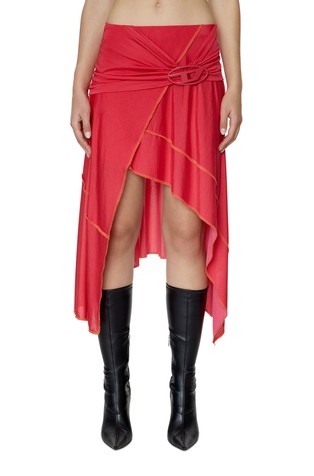 Asymmetric skirt with lacquered D plaque