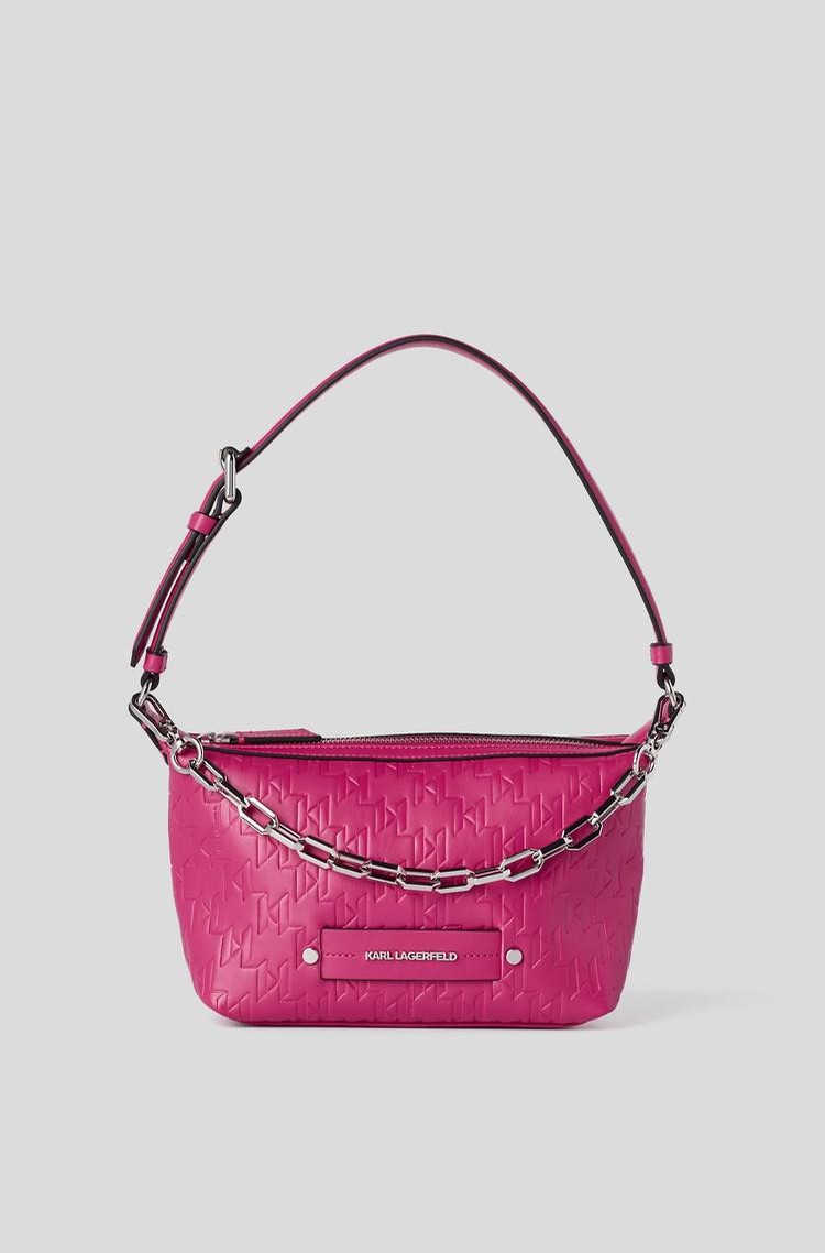 KARL LAGERFELD K/Kushion Monogram-Embossed Baguette Fuchsia 